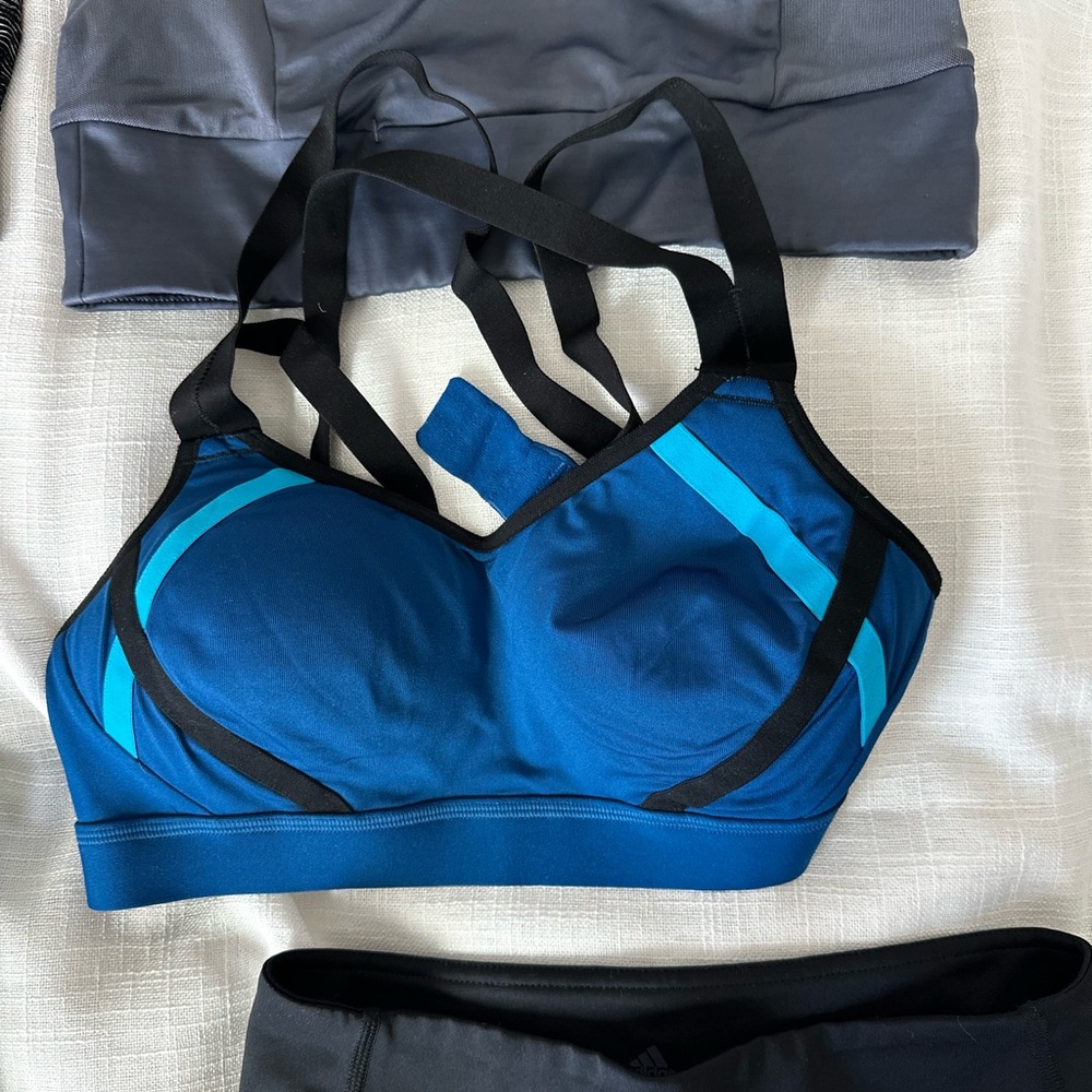 Target Blue Strappy Sports Bra with Light-Blue Accents